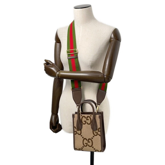 Gucci Jumbo GG Canvas Leather Handbag Bag - Picture 4 of 11